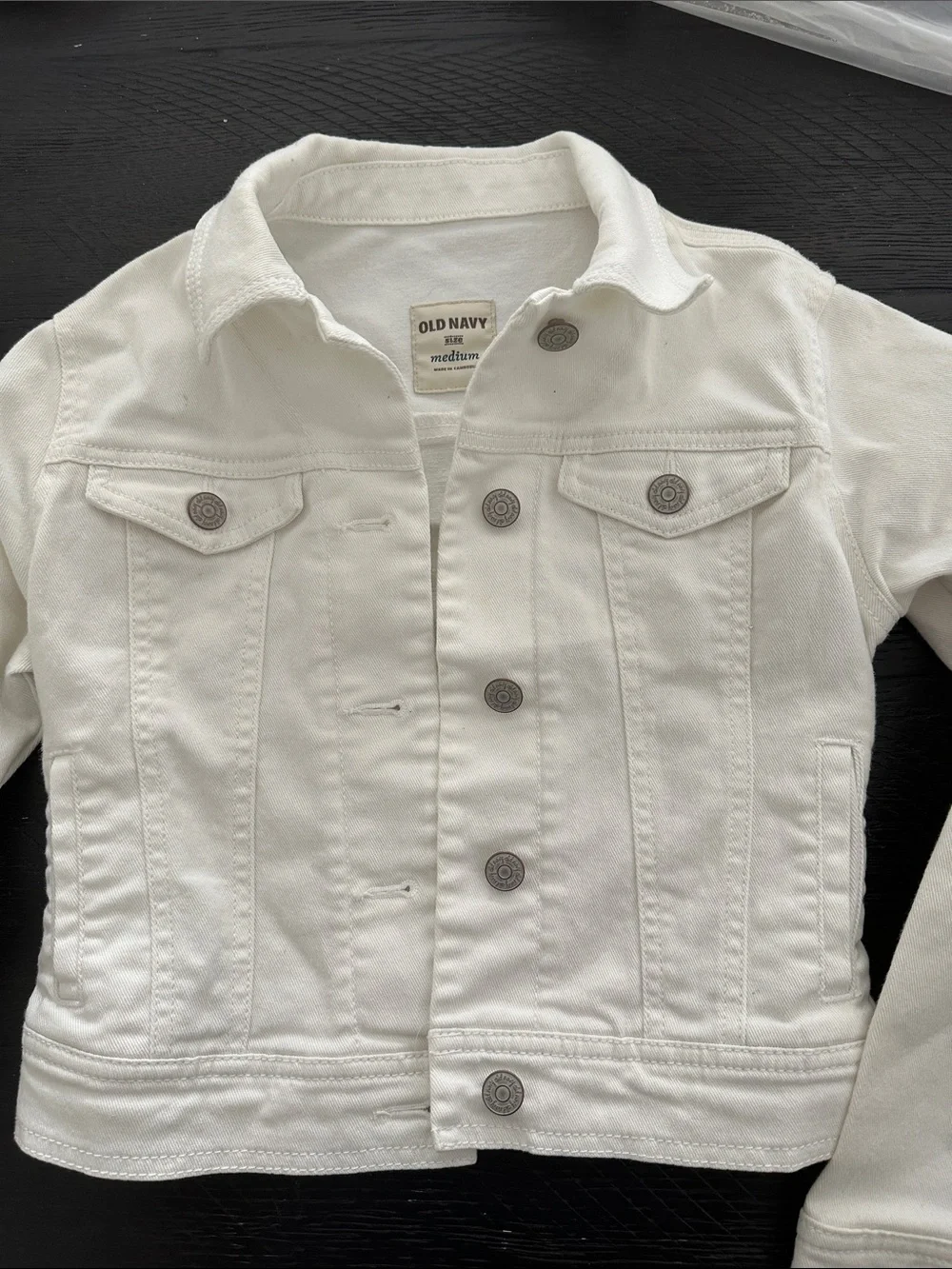 Old Navy White Kids Denim Jacket with Button Front